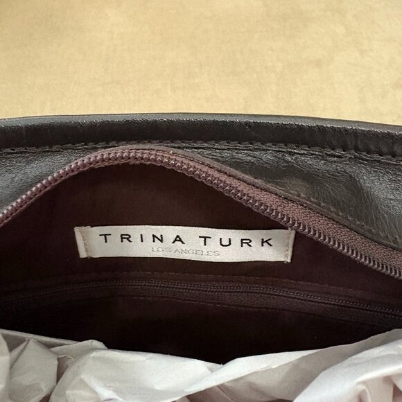 Auth. TRINA TURK Iconic Leopard Print Hair Calf Wristlet Clutch Bag - Picture 6 of 6